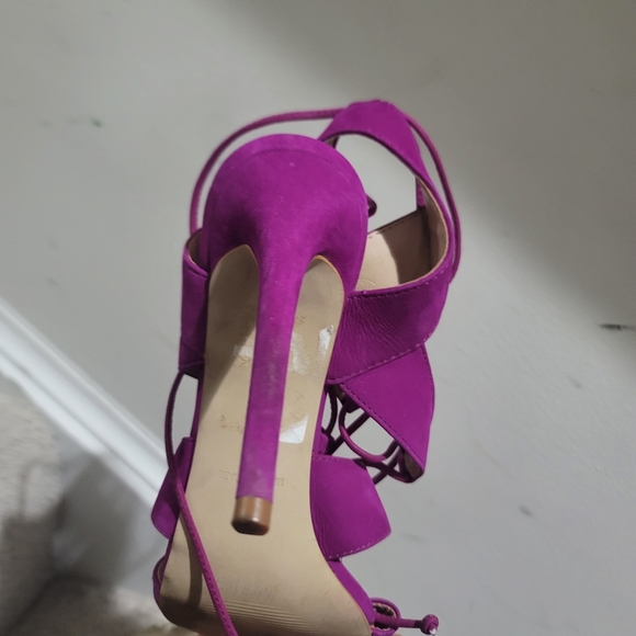 Steve Madden Sandalia Purple Nubuck Leather Lace-Up Heels - Picture 7 of 8
